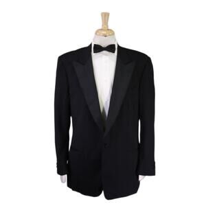 Cerruti 1881 Black Tonestripe Peak Lapel Tuxedo Formal Blazer Jacket 40R